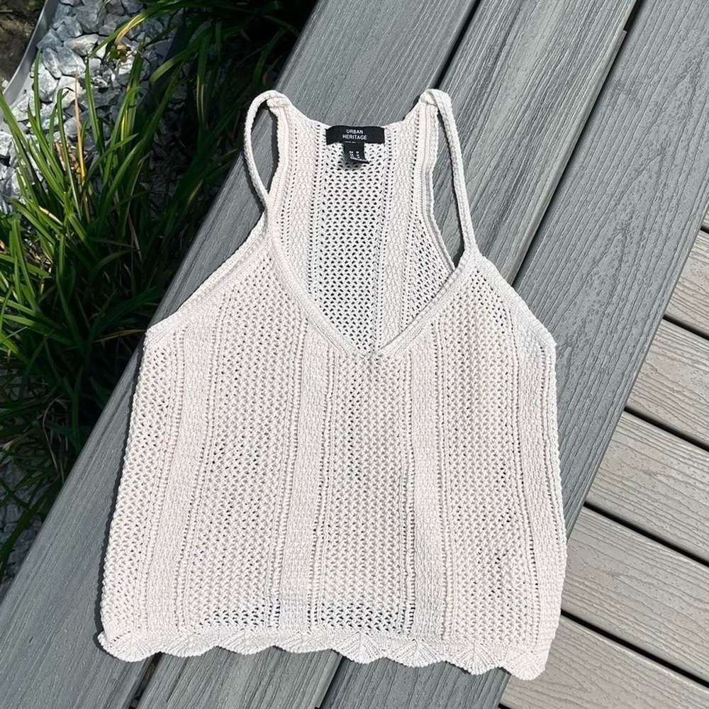 Urban Heritage White Cropped Ribbed Tank Top